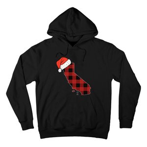 California Plaid Christmas Santa Hat Holiday Matching Design Hoodie