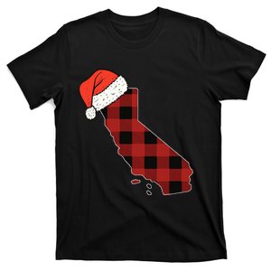 California Plaid Christmas Santa Hat Holiday Matching Design T-Shirt