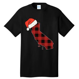 California Plaid Christmas Santa Hat Holiday Matching Design Tall T-Shirt