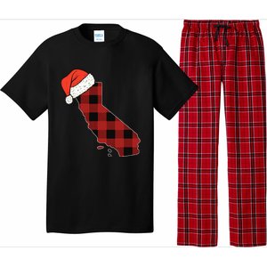 California Plaid Christmas Santa Hat Holiday Matching Design Pajama Set