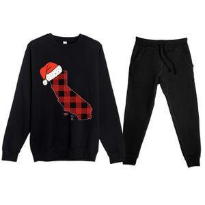 California Plaid Christmas Santa Hat Holiday Matching Design Premium Crewneck Sweatsuit Set