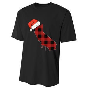 California Plaid Christmas Santa Hat Holiday Matching Design Performance Sprint T-Shirt