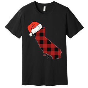 California Plaid Christmas Santa Hat Holiday Matching Design Premium T-Shirt