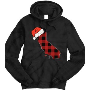 California Plaid Christmas Santa Hat Holiday Matching Design Tie Dye Hoodie