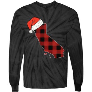 California Plaid Christmas Santa Hat Holiday Matching Design Tie-Dye Long Sleeve Shirt