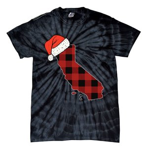 California Plaid Christmas Santa Hat Holiday Matching Design Tie-Dye T-Shirt