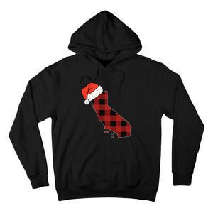 California Plaid Christmas Santa Hat Holiday Matching Design Tall Hoodie