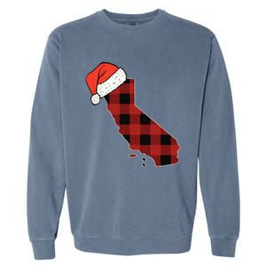 California Plaid Christmas Santa Hat Holiday Matching Design Garment-Dyed Sweatshirt