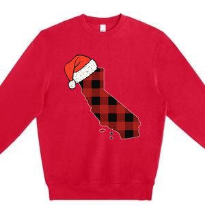 California Plaid Christmas Santa Hat Holiday Matching Design Premium Crewneck Sweatshirt