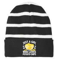 Cool Potato Chip Bag Chips Snack Food Striped Beanie with Solid Band