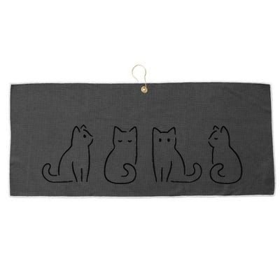 Cat Poses Cat Lover Minimalist Art Large Microfiber Waffle Golf Towel