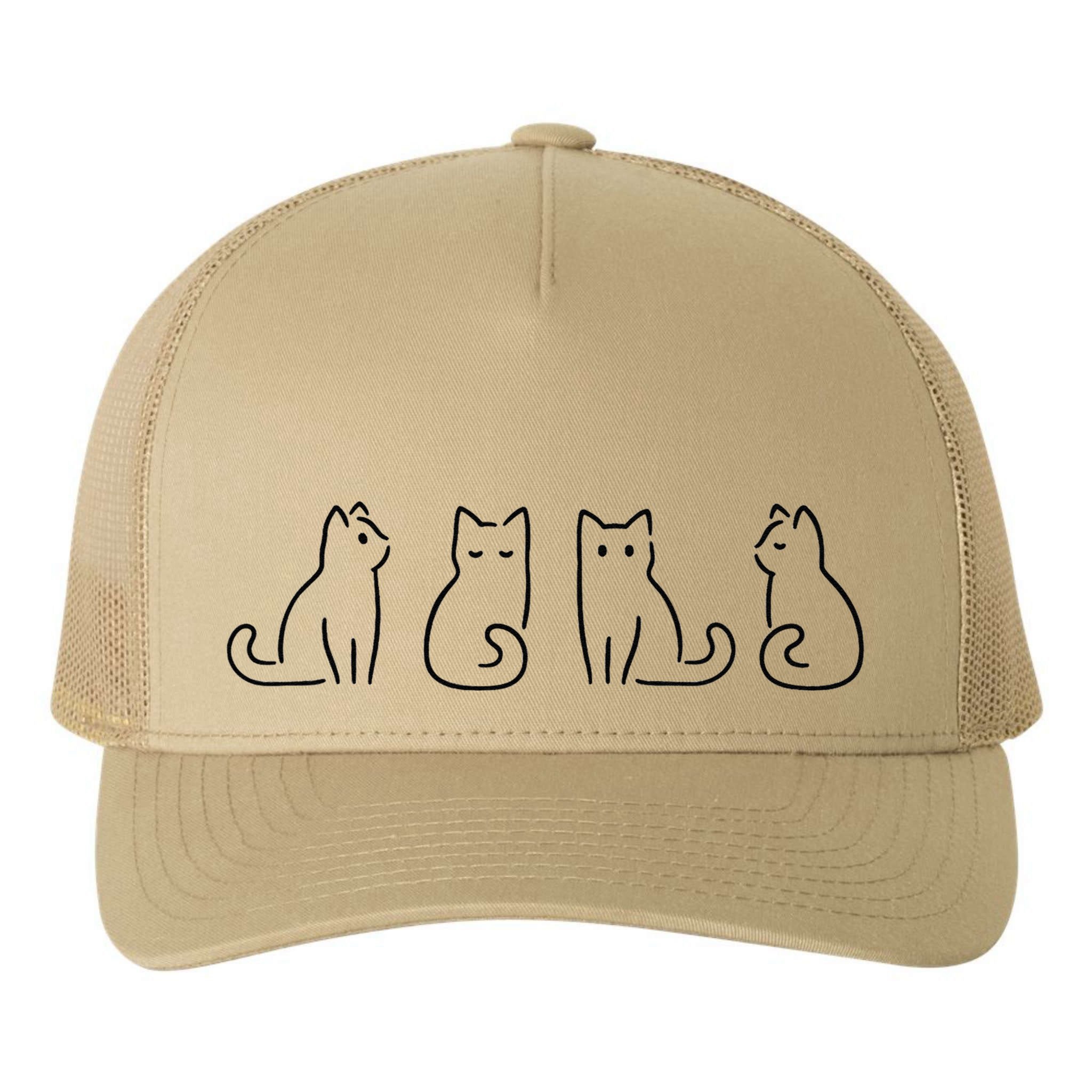 Cat Poses Cat Lover Minimalist Art Yupoong Adult 5-Panel Trucker Hat