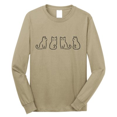 Cat Poses Cat Lover Minimalist Art Long Sleeve Shirt
