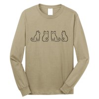 Cat Poses Cat Lover Minimalist Art Long Sleeve Shirt