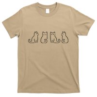 Cat Poses Cat Lover Minimalist Art T-Shirt