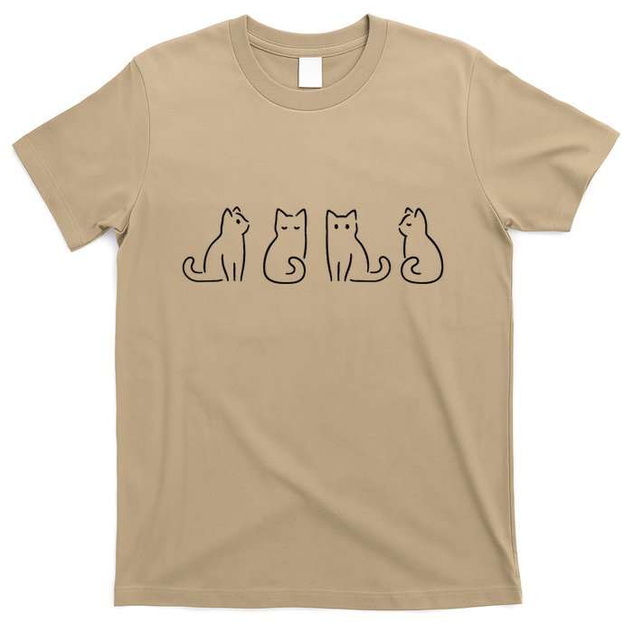 Cat Poses Cat Lover Minimalist Art T-Shirt