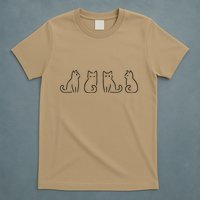 Cat Poses Cat Lover Minimalist Art T-Shirt