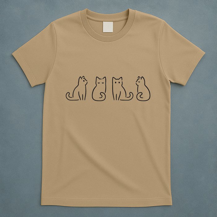 Cat Poses Cat Lover Minimalist Art T-Shirt