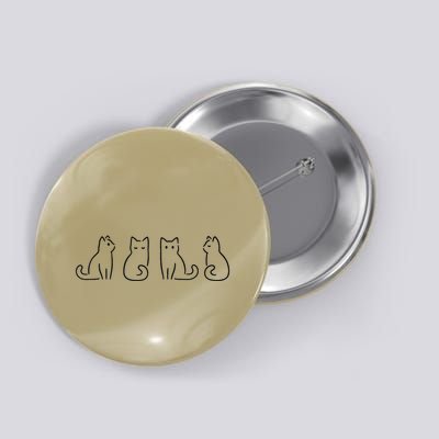 Cat Poses Cat Lover Minimalist Art Button