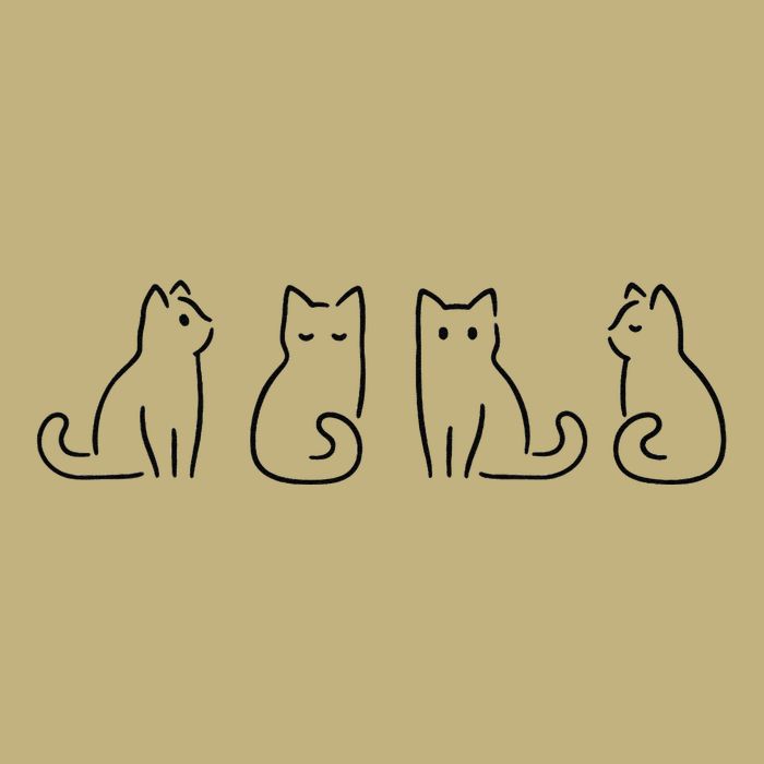 Cat Poses Cat Lover Minimalist Art Button