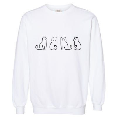 Cat Poses Cat Lover Minimalist Art Garment-Dyed Sweatshirt