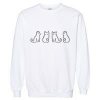 Cat Poses Cat Lover Minimalist Art Garment-Dyed Sweatshirt