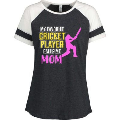 Cricket Player Calls Me Mom Sports Lover Team Coach Graphic Enza Ladies Jersey Colorblock Tee