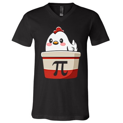 Chicken Pi Chicke Pie Funny Math Teacher Humor Top Gift V-Neck T-Shirt