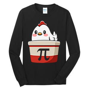 Chicken Pi Chicke Pie Funny Math Teacher Humor Top Gift Tall Long Sleeve T-Shirt