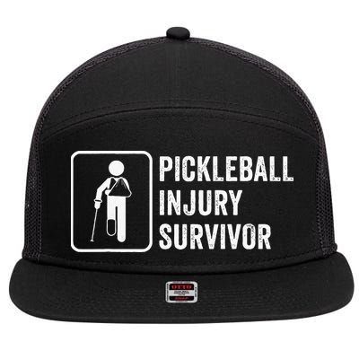 Cool Pickleball Coach With Saying Pickleball Injury Survivor 7 Panel Mesh Trucker Snapback Hat