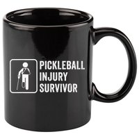 Cool Pickleball Coach With Saying Pickleball Injury Survivor 11oz C Handle Ceramic Mug