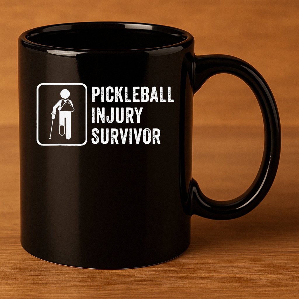 Cool Pickleball Coach With Saying Pickleball Injury Survivor 11oz C Handle Ceramic Mug
