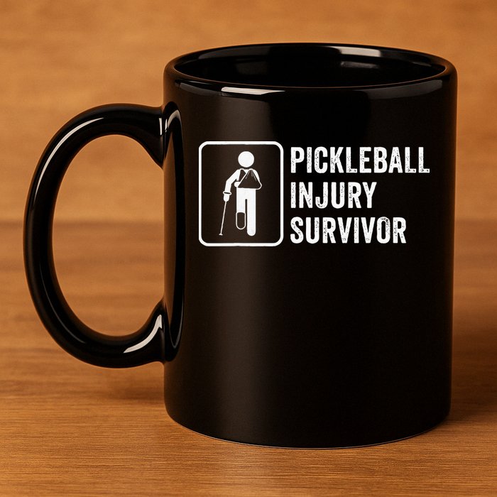 Cool Pickleball Coach With Saying Pickleball Injury Survivor 11oz C Handle Ceramic Mug