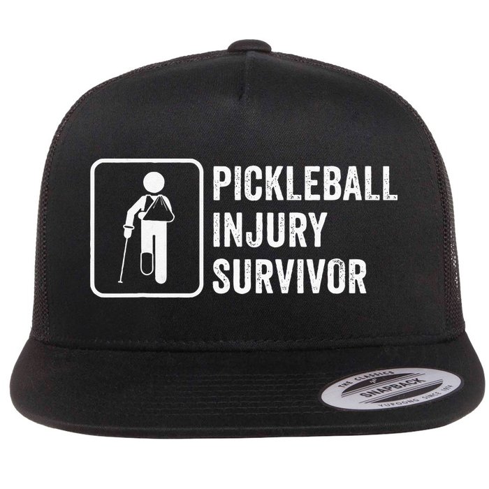 Cool Pickleball Coach With Saying Pickleball Injury Survivor Flat Bill Trucker Hat