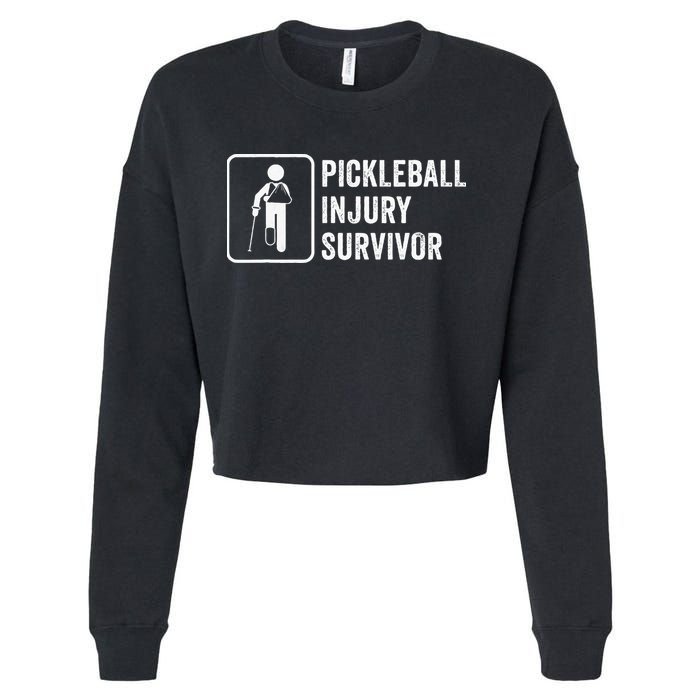 Cool Pickleball Coach With Saying Pickleball Injury Survivor Cropped Pullover Crew