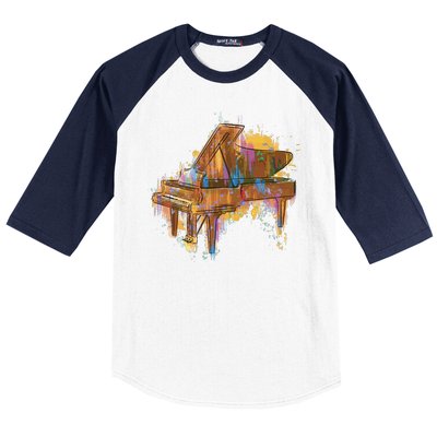 Colorful Piano Baseball Sleeve Shirt