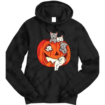 Cats Pumpkin Carved Jack O Lantern Cat Halloween Costume Tie Dye Hoodie