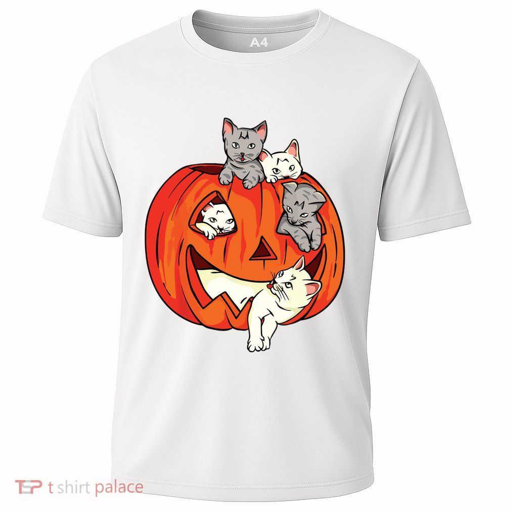 Cats Pumpkin Carved Jack O Lantern Cat Halloween Costume Performance Shirt