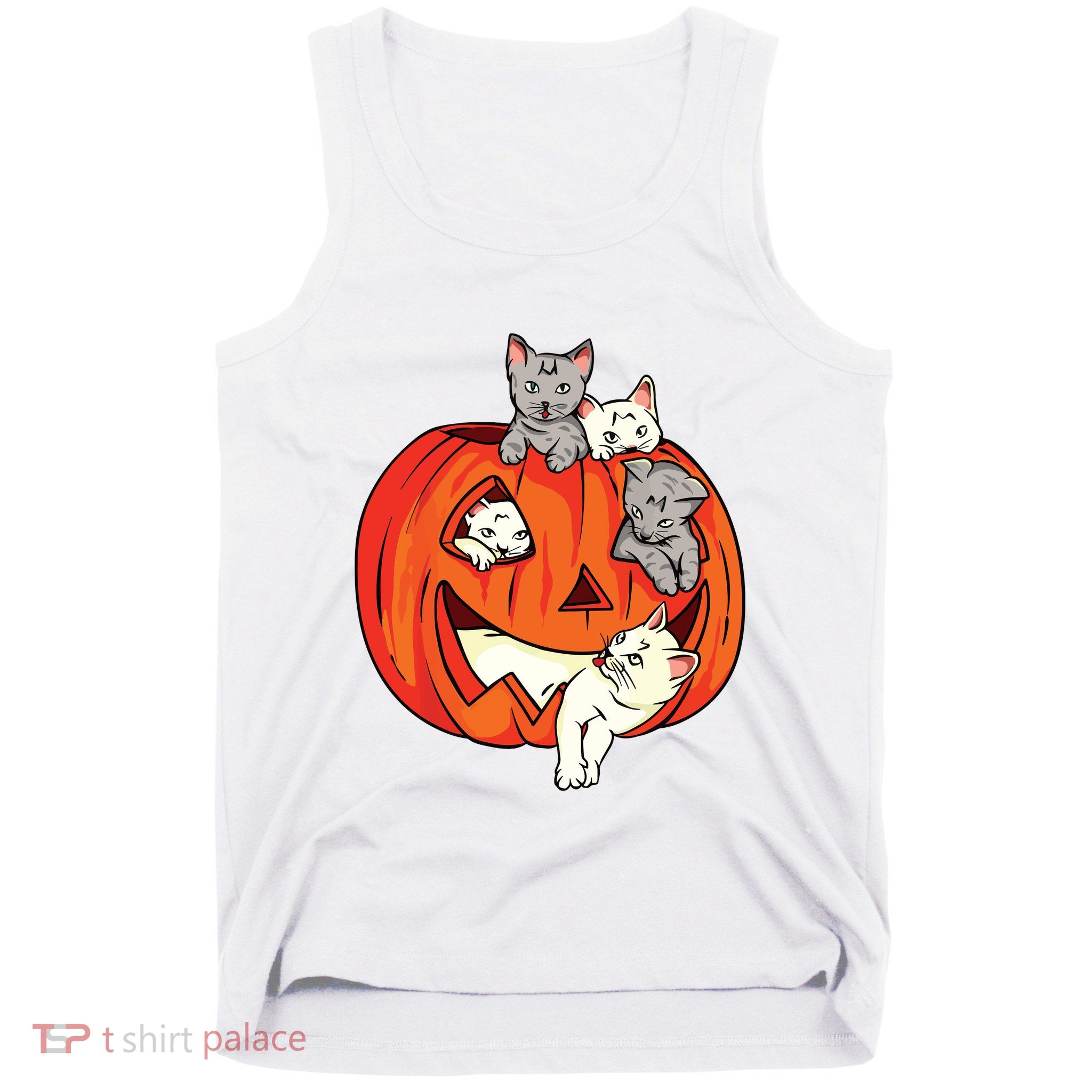 Cats Pumpkin Carved Jack O Lantern Cat Halloween Costume Tank Top