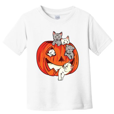 Cats Pumpkin Carved Jack O Lantern Cat Halloween Costume Toddler T-Shirt