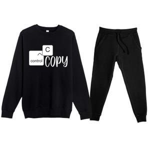 Copy Paste Ctrl C Gift Family Matching Father Daughter Son Gift Premium Crewneck Sweatsuit Set