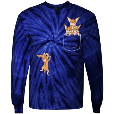 Chihuahua Pocket Tie-Dye Long Sleeve Shirt