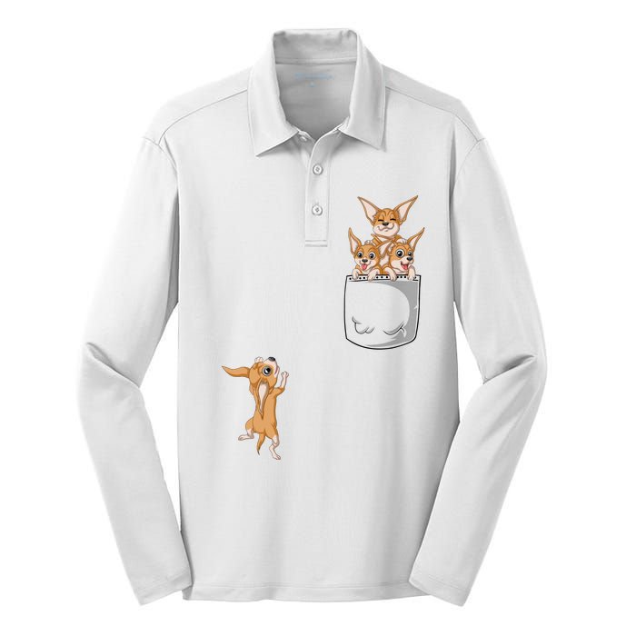 Chihuahua Pocket Silk Touch Performance Long Sleeve Polo