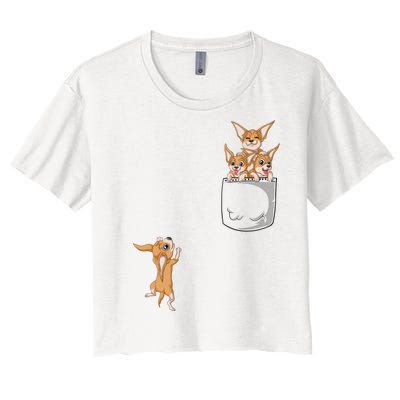 Chihuahua Pocket Women's Crop Top Tee