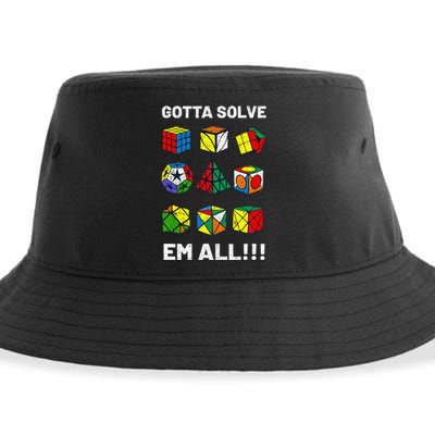 Competitive Puzzle Cube Gotta Solve Em All Speed Cubing Sustainable Bucket Hat