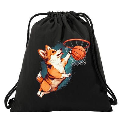 Corgi puppy Corgi Basketball for Pet Lovers Drawstring Bag