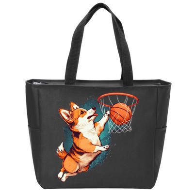 Corgi puppy Corgi Basketball for Pet Lovers Zip Tote Bag