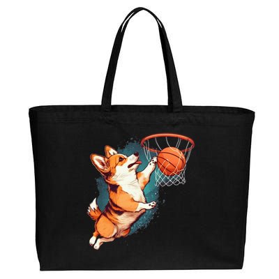 Corgi puppy Corgi Basketball for Pet Lovers Cotton Canvas Jumbo Tote