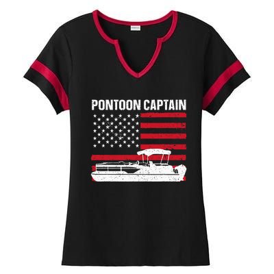 Cool Pontoon Captain Art Pontoon Boat Captain Ladies Halftime Notch Neck Tee