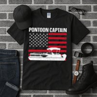 Cool Pontoon Captain Art Pontoon Boat Captain Tall T-Shirt